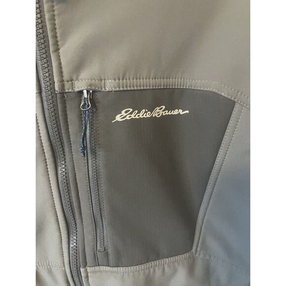 Eddie Bauer Jacket Soft Shell Mens Medium Gray Full Zip Fleece - Picture 2 of 9